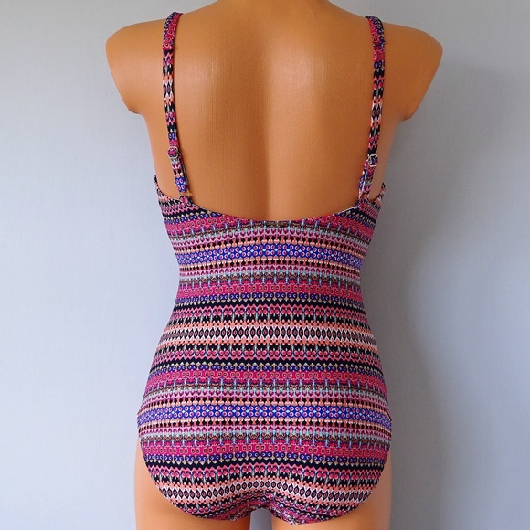 Anne Cole NWT Keyhole Stripe One Piece Swimsuit - Picture 3 of 4